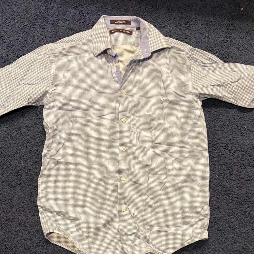 Michael Kors Kids' Blue and White Button-Down Shirt